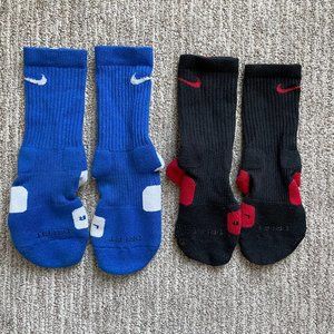 Lot of 2 pairs Men's Small 4-6 Nike Hyper Elite Basketball Crew Socks Blue Red